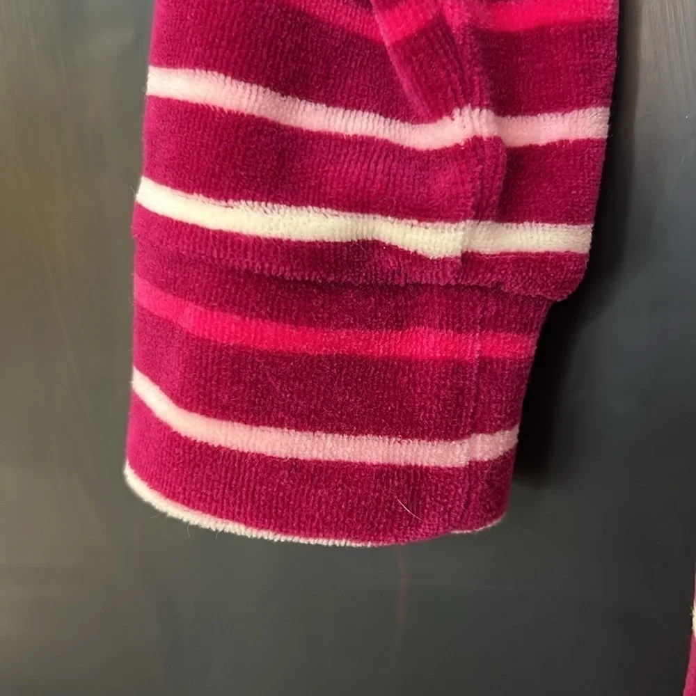 Hanna Andersson Girls Size 6-7 Pink White Dress Striped Terri Cloth Long Sleeve